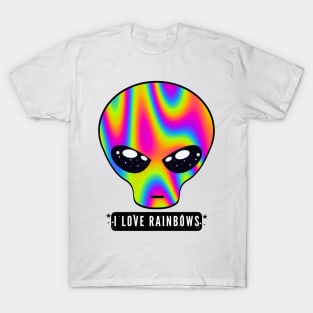 i love rainbows with gay alien T-Shirt